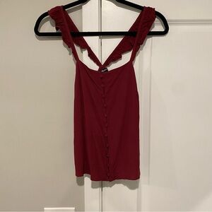 Madewell Red Ruched Sleeveless Camisole